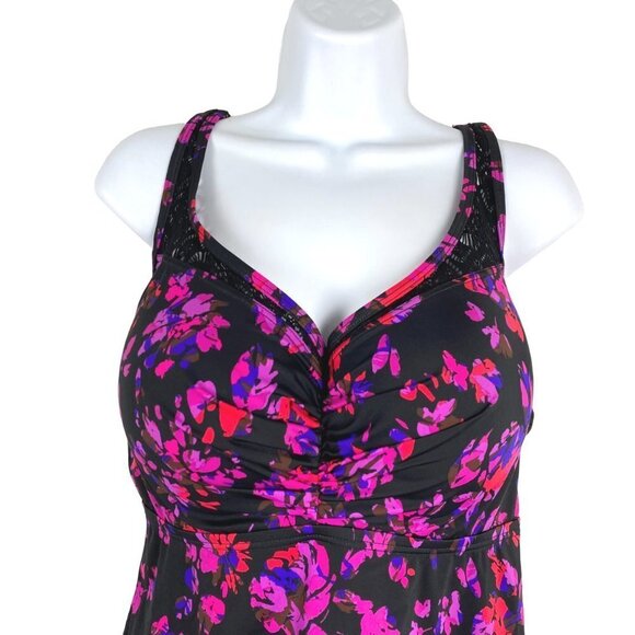 Swimsuits For All Tankini Swim Top Multicolored Print NWT Women's Size 38D - Picture 3 of 7